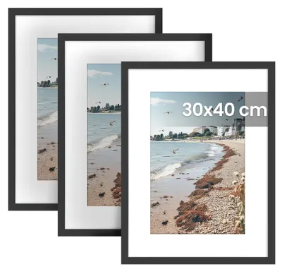 Produktbild von SONGMICS Bilderrahmen, 3er Set, 30 x 40 cm, Fotocollage, Kunstrahmen – Schwarz, Größe 30 x 40 cm-3P