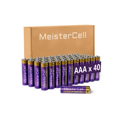 Produktbild von MeisterCell 40 Stück AAA Alkaline Batterien, Alkaline Batterie 1,5V LR03 Vorratspack langlebige Power Leistungsstark in umweltschonender Verpackung