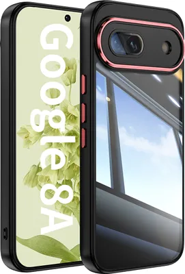 Produktbild von Handyhülle für Google Pixel 8A Hybrid Transparent TPU PC Militärschutz mit Kameraabdeckung Schwarz Rot
