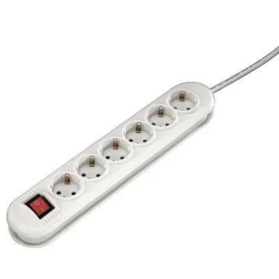 Produktbild von Hama Vis-à-vis, 6 AC-Ausgänge, 230 V, 3500 W, Weiß, Kunststoff, 1,4 m