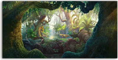 Produktbild von Coloray Spritzschutz aus Glas 120x60  Wandkunst Küchenrückwand Malarei Fantasie im Wald Hintergrund