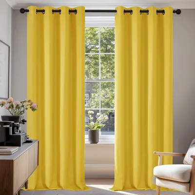 Produktbild von Verdunkelungsvorhänge Blickdicht Kälteschutz 240x135cm Senfgelb 2er Set