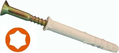 Produktbild von Rahmendübel Fassadendübel 10 x 80 mm, Nylon mit Senkkopfschraube TX verzinkt, Pack a 50 Stück