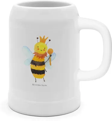 Produktbild von Mr. & Mrs. Panda Krug Biene König - Weiß - Geschenk, Bier Humpen, Seidel, Steinbierkrug, Bierhumpen