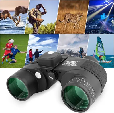 Produktbild von 10x50 Marinefernglas - Wasserdichtes Fernglas mit Kompass, Entfernungsmesser und BAK4 Prisma für Navigation und Vogelbeobachtung