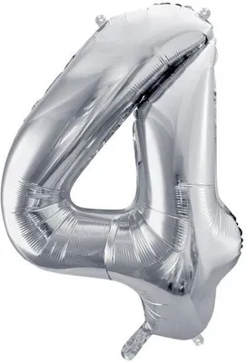 Produktbild von PartyDeco Folienballon Zahl 4 86 cm silber