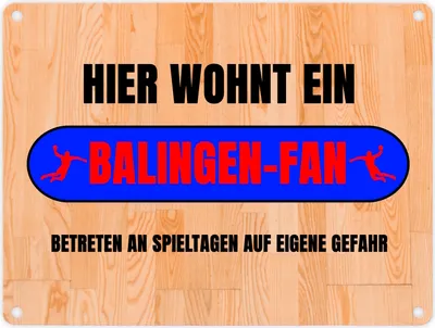 Produktbild von Hier wohnt ein Balingen-Fan Metallschild in 15x20 cm mit Turnhallenboden Motiv