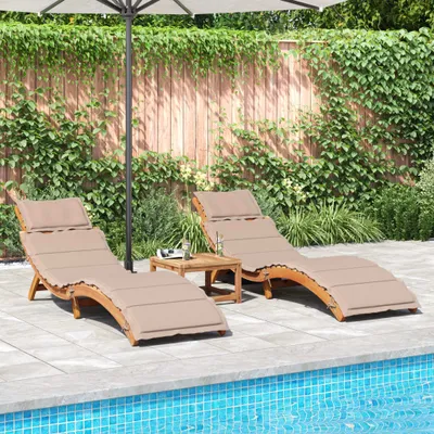 Produktbild von The Living Store Sonnenliegen mit Auflagen 2 Stk. Taupe Massivholz Akazie