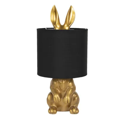 Produktbild von Clayre & Eef Tischlampe Ø 20*42 cm E27/max 1*60W Goldfarbig Kunststoff Rund Bürolampe Nachttischlampe
