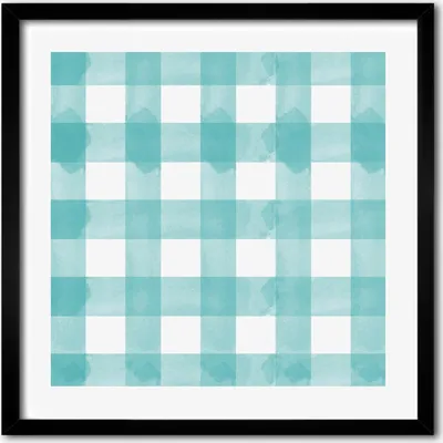 Produktbild von Bild - 50 cm x 50 cm - MDF - Rahmen, Wandkunst - Blaues Gitter