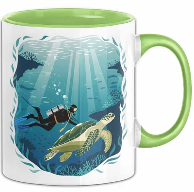 Produktbild von Taucher Tasse Geschenkidee für Tauch Enthusiasten (Grün)