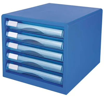 Produktbild von DELI Schubladenbox A4 Kunststoff 34.3 x 27.8 x 26 cm blau