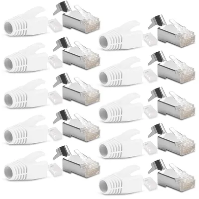 Produktbild von 10x Netzwerkstecker CAT7 6A RJ45 LAN Netzwerk Crimp Stecker vergoldete Kontakte