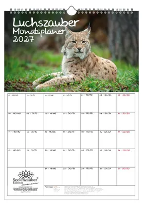 Produktbild von Luchszauber Planer DIN A3 Kalender für 2027 Luchs - Seelenzauber