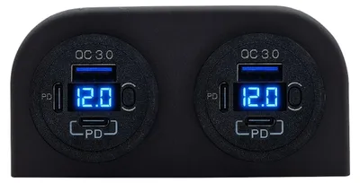 Produktbild von ProRide USB/USB-C-Schnelllader 6 Ports QC3.0 36W Voltmeter Schalter 12V