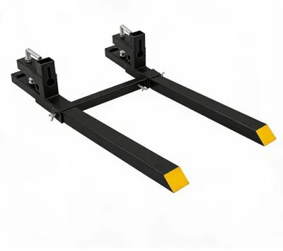 Produktbild von Palettengabel für Traktor - Clamp-On Schaufelzinken - 110 cm Länge - 1130 kg Tragkraft - Schnellaufnahme - Verstellbare Stabilisatorstange