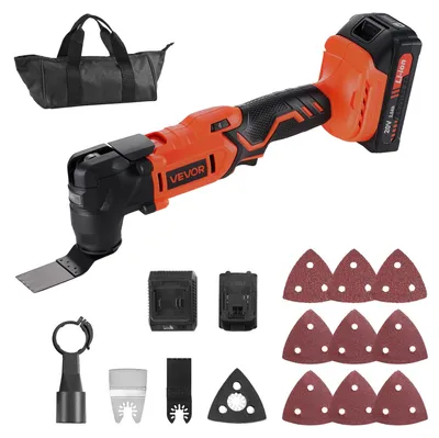Produktbild von VEVOR Akku-Oszillationswerkzeug, 20V Multitool-Oszillationswerkzeug mit 6 variablen Geschwindigkeiten 8500 - 17000 OPM, 3,2° Oszillationswinkel, 8PCS Sägezubehör & LED-Arbeitslicht (Batteriepack nicht enthalten), 20 V-a, 2.0 Ah