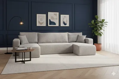 Produktbild von VENASI LUNA U-FORM Ecksofa mit Schlaffunktion und Bettkasten Sofa U Form Eckcouch Schlafsofa GRAU