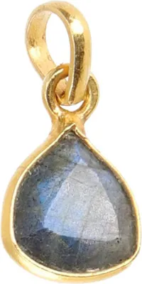 Produktbild von Vergoldeter Anhänger mit Geschliffenem Halbedelstein - Labradorit, Grün, SterlingSilber, 1*1*0,5 cm, Anhänger & Amulette aus Silber