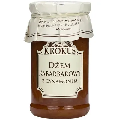 Zdjęcie produktu dla DŻEM RABARBAROWY Z CYNAMONEM O OBNIŻONEJ ZAWARTOŚCI CUKRU BEZGLUTENOWY 235 g - KROKUS