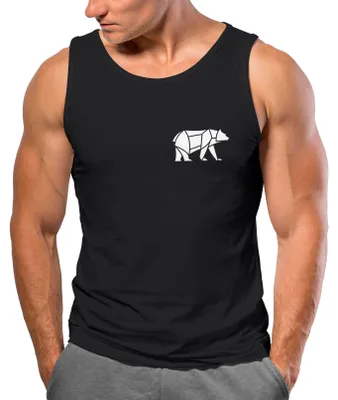 Produktbild von Herren Tank-Top Polygon Design Print Bär Natur Outdoor Fashion Streetstyle Muskelshirt Neverless® Polygon 1 schwarz M