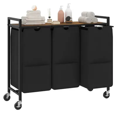 Image de Panier à linge, avec poches amovibles, étagère pratique, 3 poches - 120 litres