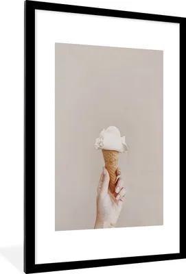 Produktbild von MuchoWow® Gerahmtes Poster Sommer - Eiscreme - Weiß 60x90 cm - Poster mit Schwarzem Bilderrahmen Wandposter Rahmen Foto Bilder - Dekoration - Wandposter Wohnzimmer - Hochwertig