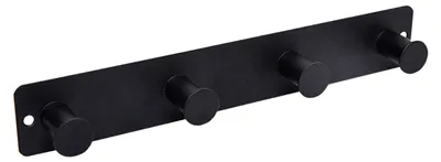 Produktbild von Schwarze Kleiderhaken, selbstklebende Wandhaken mit Schrauben, Garderobenständer mit 4 Haken, Wandhaken für Hüte, Schals, Handtaschen, Handtuchhaken
