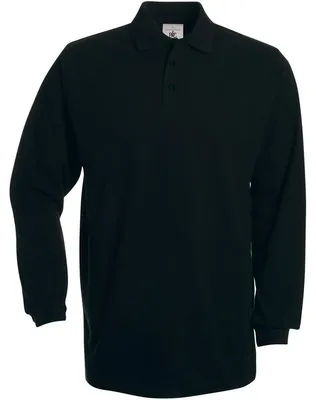 Obrázek produktu pro Pánské polo tričko, dlouhý rukáv - B&C HEAVYMILL LSL - black - velikost M