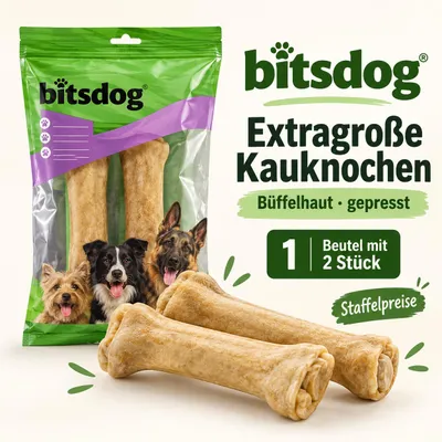 Produktbild von bitsdog Extragroße Kauknochen, Büffel gepresst, 2 Stück Beutel