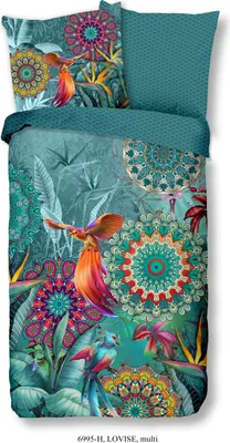 Produktbild von Hip Bettwäsche mit Mandalas, Blumen und Vogel - Lovise - 135x200 cm - 100% Baumwolle / Satin