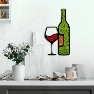 Produktbild von Wallity, Moss - Drink, Dekoratives Wandaccessoire, Hellgrün, 100 % MDF / MOOS, 54 x 29 cm