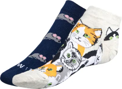 Zdjęcie produktu dla Skarpety niskie Kot i mysz - 35-38 - Szary, Niebieski