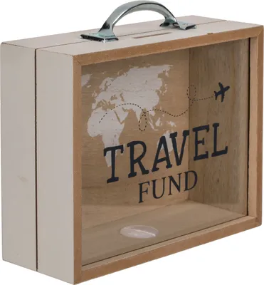 Immagine prodotto di GiftyCity Salvadanaio da viaggio in legno, fondo da viaggio