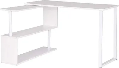 Obrázok produktu pre Kancelársky stôl s úložným priestorom – rohový kancelársky stôl, pracovný stôl – biely 120 x 50 x 74 cm