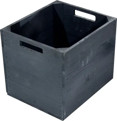 Produktbild von Schwarze Holzkiste für Kallax Regale 33cm x 37,5cm x 32,5cm Einsatzkiste black Fach Obstkiste Weinkisten Aufbewahrungsbox Vintage natur