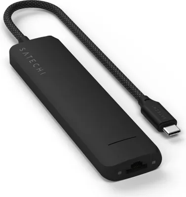 Image de Satechi USB-C 7-in-1 Slim Adaptateur multiport – HDMI 4K à 60Hz – Ethernet Gigabit 10/100/1000 Mbps – USB-C PD 100W en entrée, 80W max en sortie