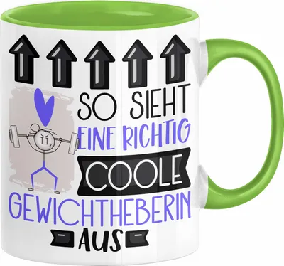 Produktbild von Gewichtheberin Geschenk Tasse Geschenkidee für Gewichtheberin Geburtstag Weihnachten Spruch So Sieht Eine Richtig Coole Gewichtheberin Aus Kaffee-Becher  (Grün)