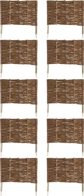 Produktbild von 10 x Beeteinfassung aus Weide 16 Größen ( Länge: 60 cm Höhe: 40 cm ) Weidenzaun Rasenkante Beetbegrenzung Steckzaun imprägniert mit Buchepflöcken für leichtes Einsetzen Palisade