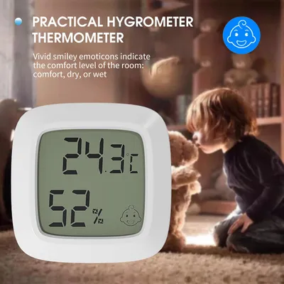 Zdjęcie produktu dla Wewnętrzny higrometr i termometr – precyzyjny mini monitor wilgotności; na biurko lub ścianę, z mocowaniem magnetycznym; łatwy w montażu elektroniczny miernik temperatury i wilgotności do domu, szklarni, piwnicy i biura