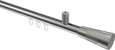 Produktbild von Interdeco Innenlaufstange / Gardinenstange mit Innenlauf Chrom / Edelstahl-Optik, Typ Sonius Tanara (Konus Bicolor) Deckenmontage, 20 mm Ø 1-läufig, 200 cm