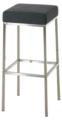 Productafbeelding van CLP Barkruk Montreal: Beklede zitting en frame met voetsteun | Kleur: donkergrijs. Frame: roestvrij staal