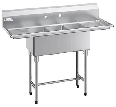 Produktbild von VEVOR Edelstahl Utility Sink, 1 Fach Freistehendes kleines Waschbecken inklusive Wasserhahn & Beine, 40,6 x 33 x 22,1 cm Gewerbliche Einzelbecken für Garage, Restaurant, Küche, Wäscherei, NSF-, Drei-Komponenten-Spülen - Kein Wasserhahn, 356x254x254 mm-a