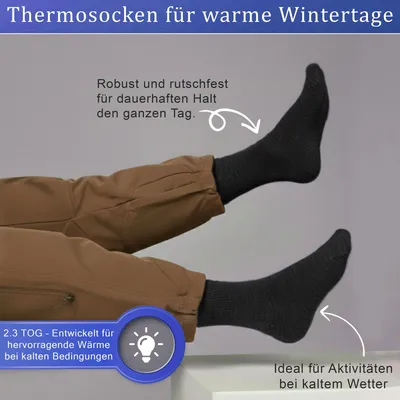 Produktbild von ISO-Socken Thermo-Wintersocken 3er Paar – Extra Warme, Dick, plüschig & kuschelig 2.3 TOG , Farbe:Schwarz, Größe:39-42