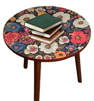 Productafbeelding van Ronde Houten Bijzettafel voor Binnen en Buiten, Perfect voor Drankjes
