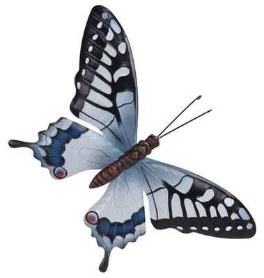 Produktbild von Gartendekoration Schmetterling - grau-blau und schwarz - Metall - 44 x 31 cm
