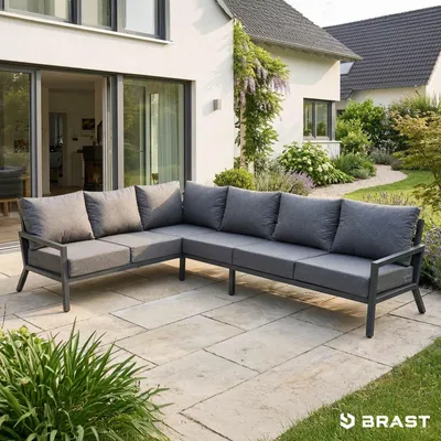 Produktbild von BRAST Gartenlounge-Set Aluminium Adria | viele Varianten & Module | bis zu 5 Personen | Sofa Sessel Tisch | korrosionsfrei wetterfest | Loungemöbel Essgruppe Gartenmöbel | Ecksofa-Lounge