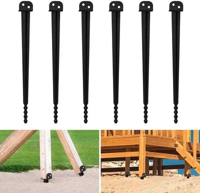 Immagine prodotto di Set di 6 supporti per pali in legno da 50 cm - Supporti per pali in legno - Supporti per pali in legno da giardino