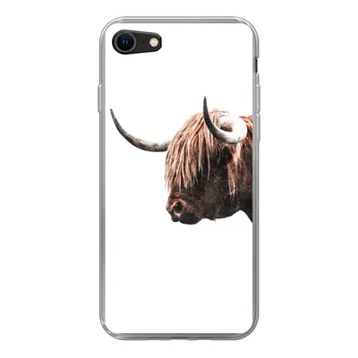 Produktbild von MuchoWow® Handyhülle Schutzhülle Hülle für iPhone SE 2022 Schottischer Highlander - Hoorn - Porträt Silikon Softcase Handy Hülle - Schutzhülle