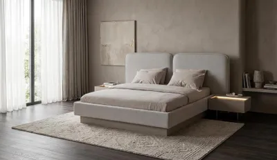 Produktbild von Bett Schlafzimmer Set Nachttisch Modern Grau Edel Luxus Polsterbett